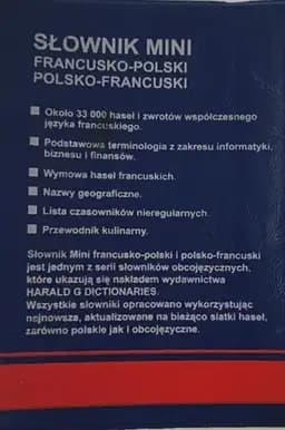 Okładka książki „Mini dictionnaire français-polonais, polonais- français” — Mirosława Słobodska